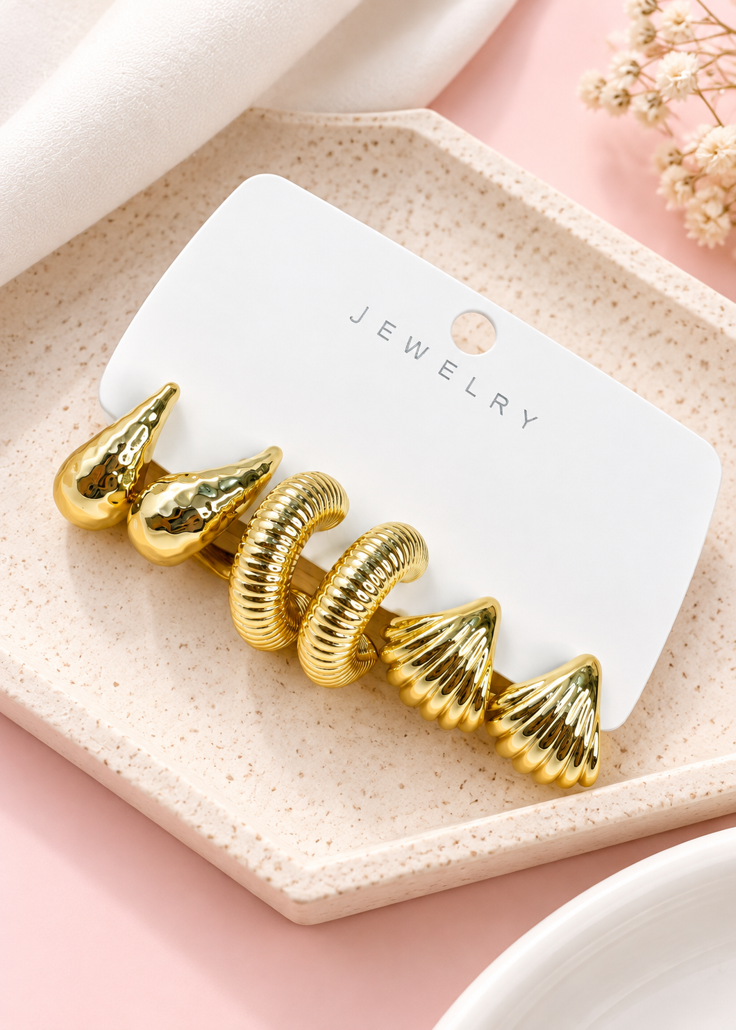 ETC-ARE-201 - SET X 3 PARES DE ARETES CHUNKY #1