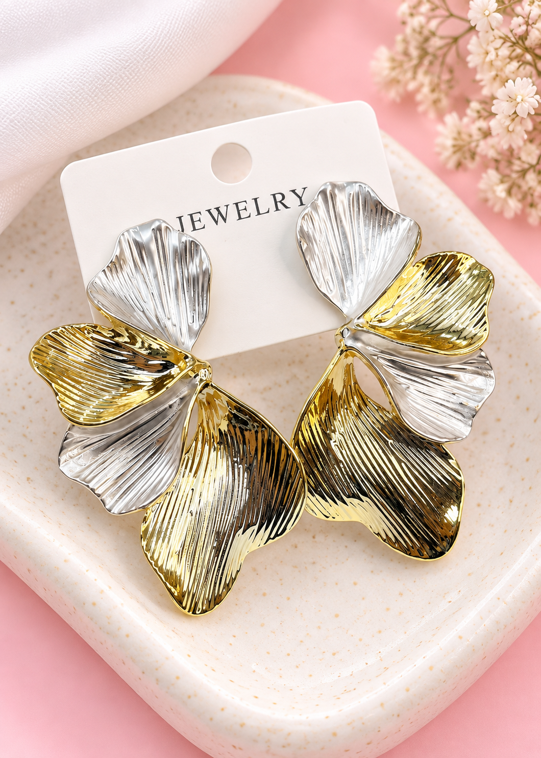 ETC-ARE-228 - PAR DE MAXI ARETES BI-COLOR #124