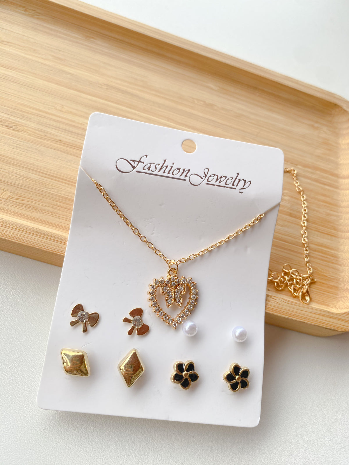 ETC-CAD-162 - CADENA DE CORAZON + 4 ARETES