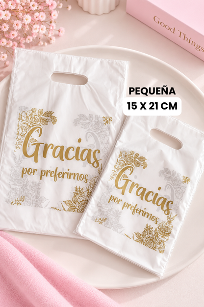 ETC-FUN-003 - FUNDA BOUTIQUE GRACIAS POR SU COMPRA - PEQUEÑA - 15 X 21 CM
