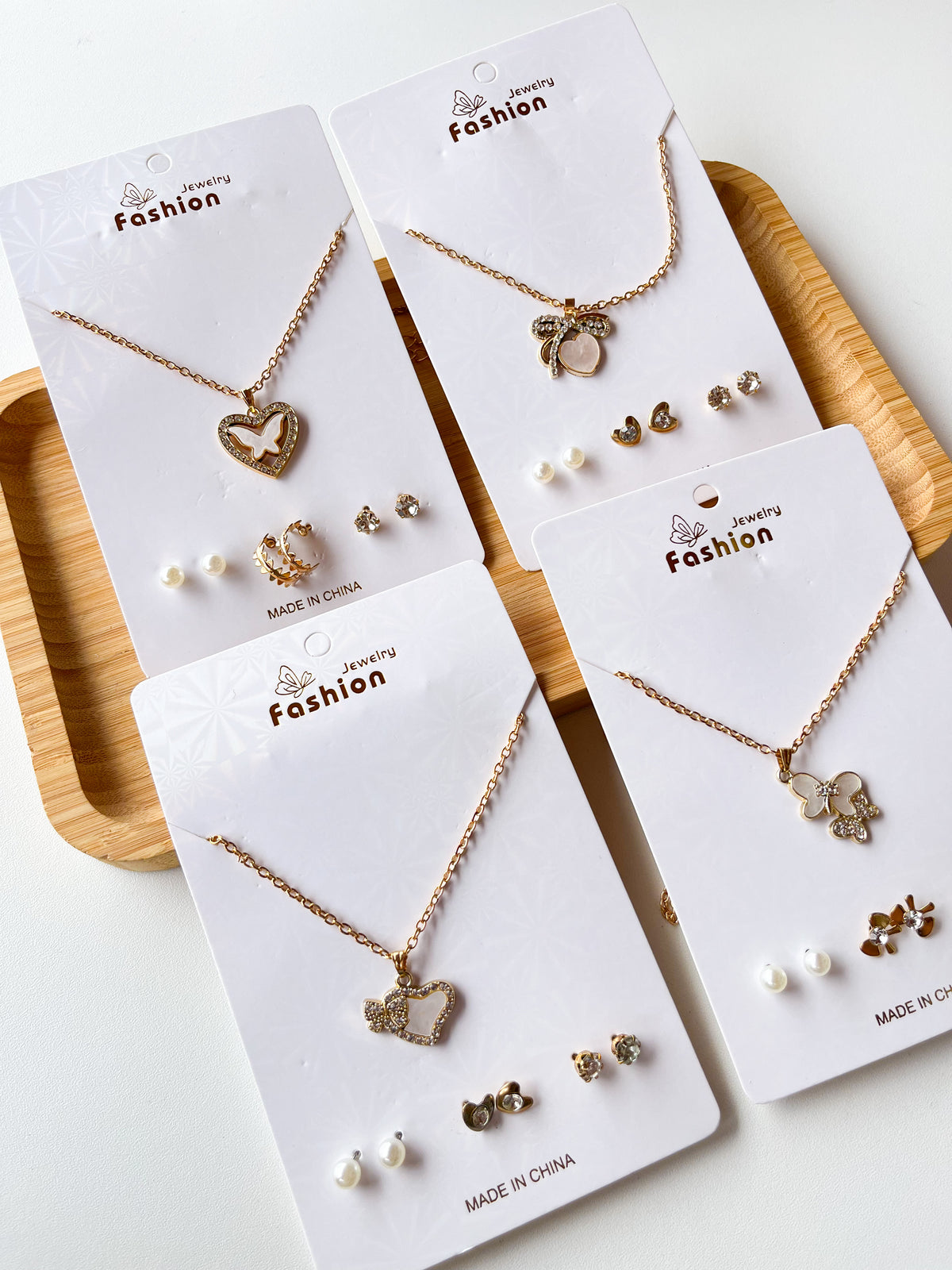 ETC-CAD-166 SET DE COLLAR + 3 PARES DE ARETES X 4 MODELOS