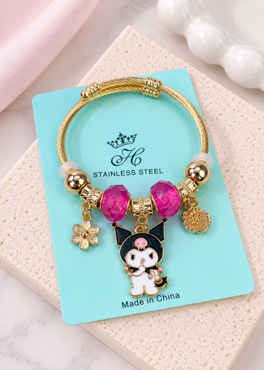 ETC-PUL-133 - PULSERA ESTILO PANDORA DE KUROMI EN DORADO