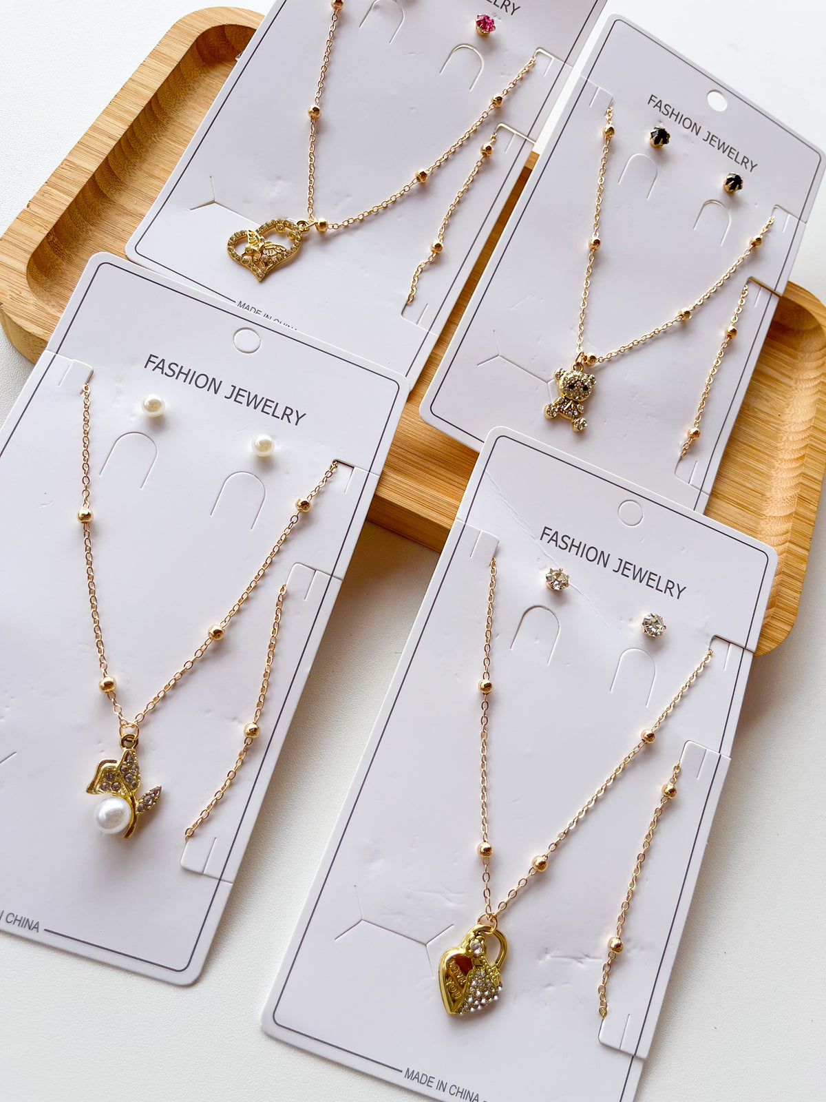 ETC-CAD-164 SET DE COLLAR + ARETES + PULSERA X 4 MODELOS